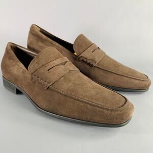 TOD'S Size 11 Dark Brown Suede Penny Loafers